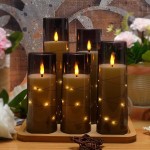 Flameless LED Candles with Timer 5 Pc Flickering Flameless Candles for Romantic Ambiance and Home Decoration Stable Acrylic Shell,with Embedded Star String,Battery Operated Candles(Grey) Flameless LED Candles with Timer 5 Pc Flickering Flameless Candles for Romantic Ambiance and Home Decoration Stable Acrylic Shell,with Embedded Star String,Battery Operated Candles(Grey)