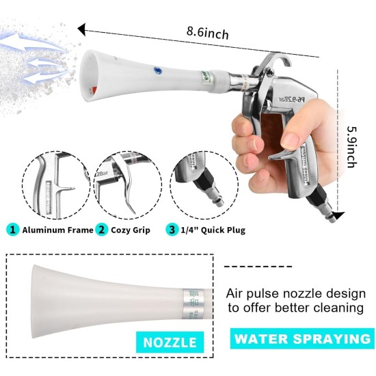 Tornado Dry Cleaning Gun with Brass Adjustable Air Flow Nozzle,Air Blower Gun Quickly Blasts Dirt and Dust from Surface Works with Air Compressor