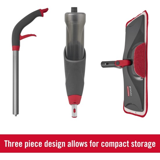 Rubbermaid Reveal Spray Mop Floor Cleaning Kit, 3 Reusable Microfiber Wet Pads, 1 Refillable Bottle, Cordless, Multi-Surface Mopping for All Home/Bathroom/Office Floors