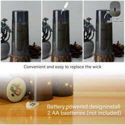 Flameless LED Candles with Timer 5 Pc Flickering Flameless Candles for Romantic Ambiance and Home Decoration Stable Acrylic Shell,with Embedded Star String，Battery Operated Candles（Grey）