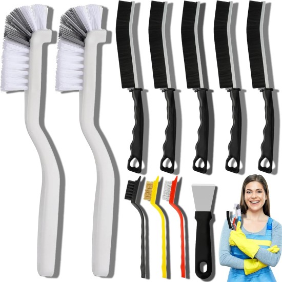 11Pcs Crevice Cleaning Brush Set, Hard Bristle Cleaning Supplies for Kitchen, Bathroom, Corner, Grout, Sink, Cup, Teapot, Bottle, Blender 11Pcs Crevice Cleaning Brush Set, Hard Bristle Cleaning Supplies for Kitchen, Bathroom, Corner, Grout, Sink, Cup, Teapot, Bottle, Blender