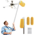 Long Handle Dusters for Cleaning with 2 Replacement Heads, Washable Cleaning Duster Kit with Laundry Mesh Bag, Cobweb Duster, Extendable Dusting Tool for Home and Office