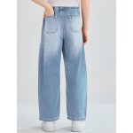 Haloumoning Girls Jeans Baggy Wide Leg Elastic High Waisted Denim Pants Y2K Boyfriend Jeans with Pockets 5-14Y Haloumoning Girls Jeans Baggy Wide Leg Elastic High Waisted Denim Pants Y2K Boyfriend Jeans with Pockets 5-14Y