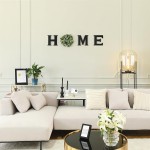 Mkono Farmhouse Wall Home Sign with Artificial Eucalyptus for O Rustic Wooden Hanging Letters Decorative Wall Art Decor for Living Room Kitchen Entryway Housewarming Gift, Black