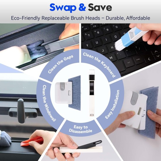 Window Track Cleaner Tools Set, 14 PCS Window Groove Cleaning Brush Kit for Sliding Door, Sill, Tile Lines, Shutter, Car Vents, Keyboard