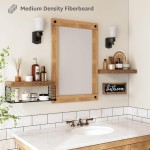 QEEIG ‎Bathroom Shelves Over Toilet - Paper Storage Wall Mounted Farmhouse Decor Decorations Aesthetic Décor Sign Small Floating Shelf 2+1 Set 16 inch, Rustic Brown (020BN)