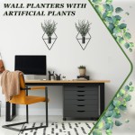 Jexine 4 Pcs Hanging Planters with Artificial Eucalyptus Metal Hanging Vase Indoor Plants Holder Modern Geometric Boho Bathroom Wall Decor for Living Room Home Office(Black) Jexine 4 Pcs Hanging Planters with Artificial Eucalyptus Metal Hanging Vase Indoor Plants Holder Modern Geometric Boho Bathroom Wall Decor for Living Room Home Office(Black)