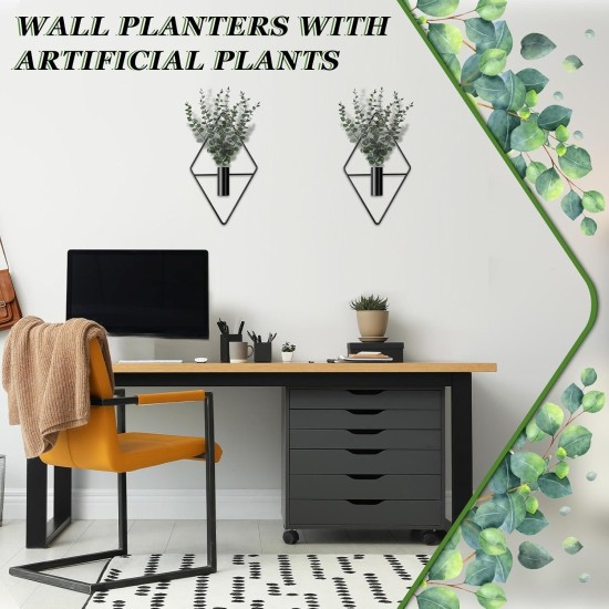 Jexine 4 Pcs Hanging Planters with Artificial Eucalyptus Metal Hanging Vase Indoor Plants Holder Modern Geometric Boho Bathroom Wall Decor for Living Room Home Office(Black) Jexine 4 Pcs Hanging Planters with Artificial Eucalyptus Metal Hanging Vase Indoor Plants Holder Modern Geometric Boho Bathroom Wall Decor for Living Room Home Office(Black)