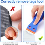 4 Pcs Plastic Razor Blade Scraper and 100 Pcs Blades, Remove Label Decal Tool， Forwithout Scratches Plastic Razor Blade Scraper, Adhesive Remover for Stickers, Gaskets and Paints on Window Car Glass