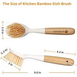 2 Pack Kitchen Dish Brush Bamboo Handle Dish Scrubber Built-in Scraper, Scrub Brush for Pans, Pots, Kitchen Sink Cleaning, Dishwashing and Cleaning Brushes are Perfect Cleaning Tools, White 2 Pack Kitchen Dish Brush Bamboo Handle Dish Scrubber Built-in Scraper, Scrub Brush for Pans, Pots, Kitchen Sink Cleaning, Dishwashing and Cleaning Brushes are Perfect Cleaning Tools, White