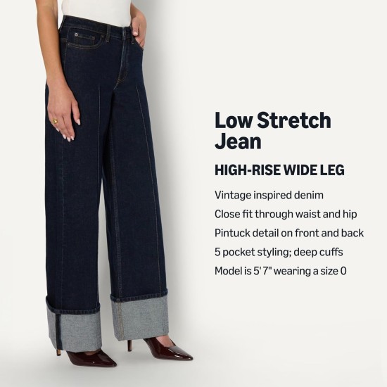 Amazon Essentials (Demi's Pick) Women's High-Rise Wide Leg Cuffed Jean Amazon Essentials (Demi's Pick) Women's High-Rise Wide Leg Cuffed Jean