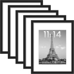 upsimples 11x14 Picture Frame Set of 5, Display Pictures 8x10 with Mat or 11x14 Without Mat, Wall Gallery Photo Frames, Black upsimples 11x14 Picture Frame Set of 5, Display Pictures 8x10 with Mat or 11x14 Without Mat, Wall Gallery Photo Frames, Black