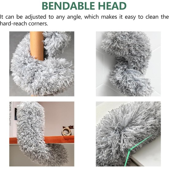 SetSail Extra-Long Dusters with Extension Pole 100-inch for Cleaning, Bendable Microfiber Head Washable Ceiling Fan Duster for High Ceilings, Furniture