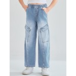 Haloumoning Girls Jeans Baggy Wide Leg Elastic High Waisted Denim Pants Y2K Boyfriend Jeans with Pockets 5-14Y Haloumoning Girls Jeans Baggy Wide Leg Elastic High Waisted Denim Pants Y2K Boyfriend Jeans with Pockets 5-14Y