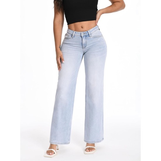 Shaping Wide Leg Baggy Jeans for Women Stretchy Mid Low Waisted Butts Lifting Cute Jeans Trendy BBL Distressed Jean Shaping Wide Leg Baggy Jeans for Women Stretchy Mid Low Waisted Butts Lifting Cute Jeans Trendy BBL Distressed Jean