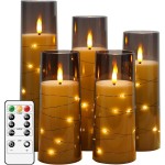 Flameless LED Candles with Timer 5 Pc Flickering Flameless Candles for Romantic Ambiance and Home Decoration Stable Acrylic Shell,with Embedded Star String,Battery Operated Candles(Grey) Flameless LED Candles with Timer 5 Pc Flickering Flameless Candles for Romantic Ambiance and Home Decoration Stable Acrylic Shell,with Embedded Star String,Battery Operated Candles(Grey)