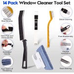 Window Track Cleaner Tools Set, 14 PCS Window Groove Cleaning Brush Kit for Sliding Door, Sill, Tile Lines, Shutter, Car Vents, Keyboard
