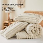 BEDELITE Boho Comforter Set Queen Size, Beige Tufted Boho Bed Set 3 Pieces, Soft & Lightweight Comforter for All Seasons, Jacquard Farmhouse Bedding Set with 2 Pillow Shams BEDELITE Boho Comforter Set Queen Size, Beige Tufted Boho Bed Set 3 Pieces, Soft & Lightweight Comforter for All Seasons, Jacquard Farmhouse Bedding Set with 2 Pillow Shams