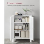 VASAGLE Floor Storage Cabinet, Freestanding Storage Unit with 2 Adjustable Shelves, for Bathroom Living Room Dining Kitchen, 11.8 x 23.6 x 31.5 Inches, Cloud White UBCB60WV1