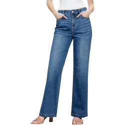 Sidefeel Women's Wide Leg Jeans High Waisted Tummy Control Stretchy Straight Leg Elastic Waist Trendy Denim Pants