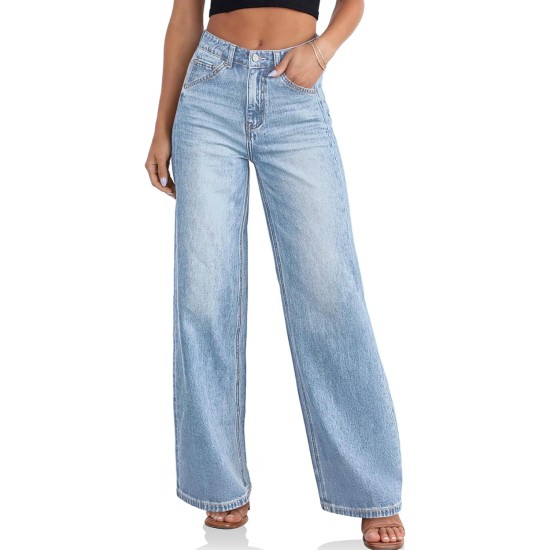 Cicy Bell Womens Wide Leg Baggy Jeans High Waisted Boyfriend Loose Denim Pants with Pockets