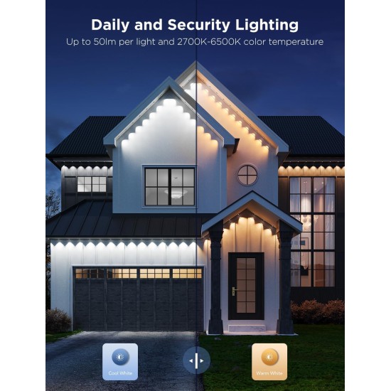 Govee Permanent Outdoor Lights Pro, 200ft with 120 RGBIC LED Lights for Daily and Accent Lighting, 75 Scene Modes for Outdoor Decor, IP67 Waterproof, Works with Alexa, Google Assistant, Matter, White