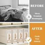 4 Pack Foldable Bed Sheets Set Organizers and Storage(King & Queen Size),Linen Fabric Closet Organizers with Window,Folding Bedding Storage Box for Bedsheets and Pillow Cube Organizer-Beige 4 Pack Foldable Bed Sheets Set Organizers and Storage(King & Queen Size),Linen Fabric Closet Organizers with Window,Folding Bedding Storage Box for Bedsheets and Pillow Cube Organizer-Beige