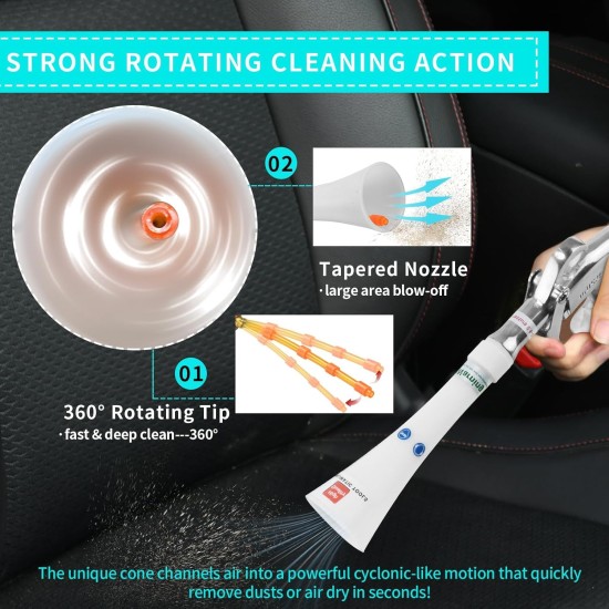 Tornado Dry Cleaning Gun with Brass Adjustable Air Flow Nozzle,Air Blower Gun Quickly Blasts Dirt and Dust from Surface Works with Air Compressor