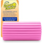 Scrub Daddy Damp Duster, Multipurpose Dusters for Cleaning - Wooden & Venetian Blind Cleaner Tool, Ridged Wet Dust Sponge for Skirting Board, Radiator, Blinds & Mirrors, Home Cleaning Products, Pink