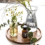 11.5 Inches Candle Holder Tray Home Decor, Round Wood Tray for Coffee Table, Small Wooden Serving Decorative Trays for Home