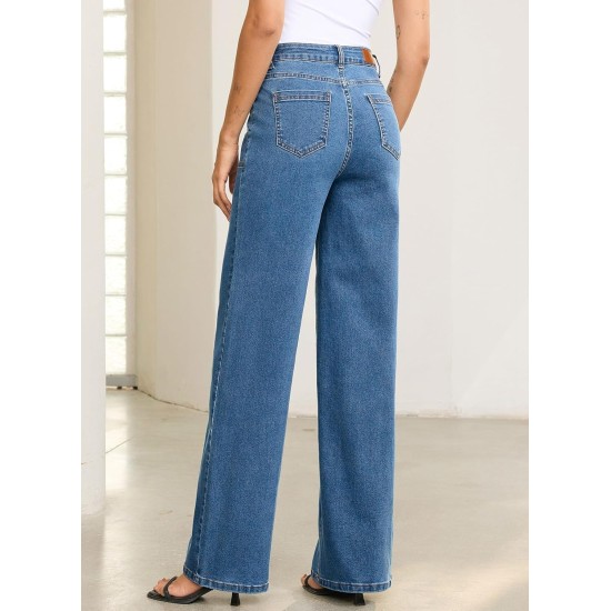 Sidefeel Womens Wide Leg Jeans High Waisted Stretchy Straight Leg Baggy Denim Pants Sidefeel Womens Wide Leg Jeans High Waisted Stretchy Straight Leg Baggy Denim Pants