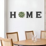 Mkono Farmhouse Wall Home Sign with Artificial Eucalyptus for O Rustic Wooden Hanging Letters Decorative Wall Art Decor for Living Room Kitchen Entryway Housewarming Gift, Black
