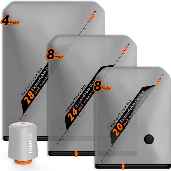 Rechargeable Wireless Pump Travel Storage Bags Set - 20 Pack Portable Space Saver Bags for Travel & Home - Vacuum Compression Packing Seal for Clothes, Blankets, Seasonal Storage