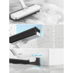 Floor Scrub Brush with Long Handle, 3 in 1 Scrape and Heavy-Duty Stiff Bristle Floor Scrubber Brush with Squeegee and Tweezer for Cleaning Tile Wall Deck Bathroom Patio Garage Kitchen (White)