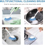 SetSail Dish Brush with Handle, 2 Pack Stiff Bristles Dish Scrubber with Built-in Scraper Dish Scrub Brushes for Cleaning Dishes, Pots and Pans, Kitchen Sink