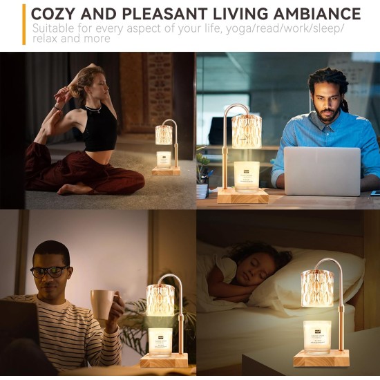 Candle Warmer Lamp with 3 Bulbs, Adjustable Height Dimmable Candle Warmer with Timer, Candle Lamp with Charming Gift Box Ribbon,Birthday Gifts for Women Mom, House Warming Gifts New Home Decor