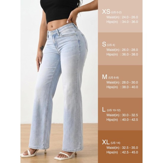 Shaping Wide Leg Baggy Jeans for Women Stretchy Mid Low Waisted Butts Lifting Cute Jeans Trendy BBL Distressed Jean Shaping Wide Leg Baggy Jeans for Women Stretchy Mid Low Waisted Butts Lifting Cute Jeans Trendy BBL Distressed Jean