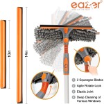 Eazer Squeegee Window Cleaner Tool, 2 in 1 Rotatable Window Cleaning Squeegee Kit with Extension Pole, 62'' Window Washing Kit, Bendable Head for Car Glass - 2 Scraper