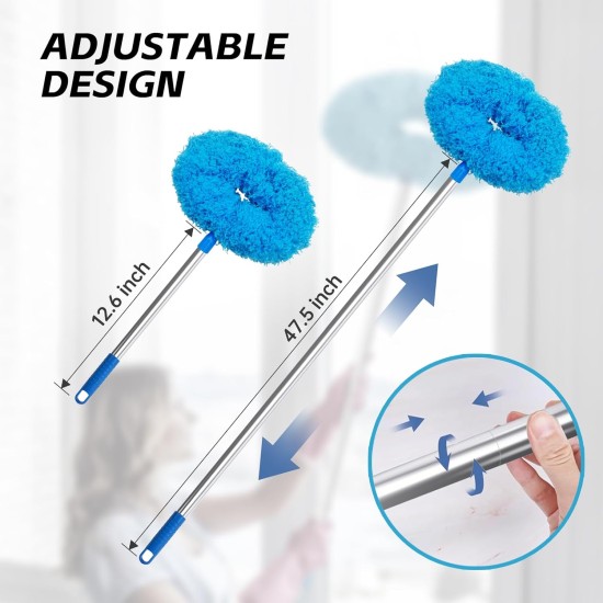 DRQ Ceiling Fan Cleaner Duster, Reusable Microfiber Duster with Extension Pole, 13 to 48 Inch Fan Blade Cleaner, Removable Dusters for Cleaning Walls Bookshelves Door Window Top (Blue) DRQ Ceiling Fan Cleaner Duster, Reusable Microfiber Duster with Extension Pole, 13 to 48 Inch Fan Blade Cleaner, Removable Dusters for Cleaning Walls Bookshelves Door Window Top (Blue)