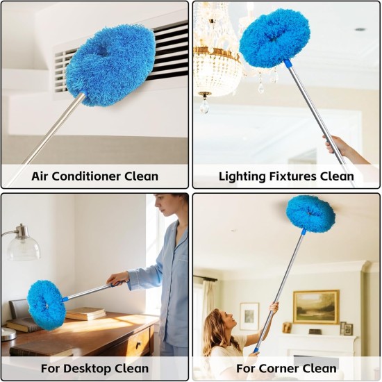 DRQ Ceiling Fan Cleaner Duster, Reusable Microfiber Duster with Extension Pole, 13 to 48 Inch Fan Blade Cleaner, Removable Dusters for Cleaning Walls Bookshelves Door Window Top (Blue) DRQ Ceiling Fan Cleaner Duster, Reusable Microfiber Duster with Extension Pole, 13 to 48 Inch Fan Blade Cleaner, Removable Dusters for Cleaning Walls Bookshelves Door Window Top (Blue)