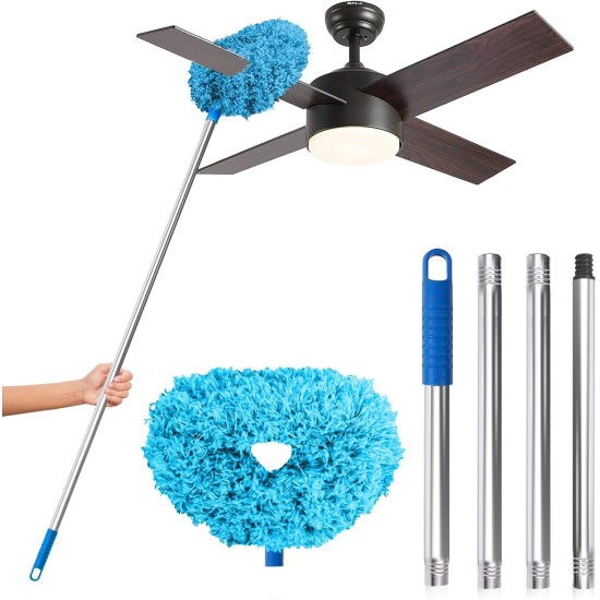 DRQ Ceiling Fan Cleaner Duster, Reusable Microfiber Duster with Extension Pole, 13 to 48 Inch Fan Blade Cleaner, Removable Dusters for Cleaning Walls Bookshelves Door Window Top (Blue) DRQ Ceiling Fan Cleaner Duster, Reusable Microfiber Duster with Extension Pole, 13 to 48 Inch Fan Blade Cleaner, Removable Dusters for Cleaning Walls Bookshelves Door Window Top (Blue)