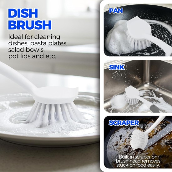 Holikme 6 Pack Dish Brush Set with Bottle Brush, Dish Scrub Brush, Pan Brush and 3 Straw Brushes, Deep Cleaning Handle Brush with Scraper Tip for Kitchen Sink Dishes Bottle Cup Pot and Pans (Gray) Holikme 6 Pack Dish Brush Set with Bottle Brush, Dish Scrub Brush, Pan Brush and 3 Straw Brushes, Deep Cleaning Handle Brush with Scraper Tip for Kitchen Sink Dishes Bottle Cup Pot and Pans (Gray)