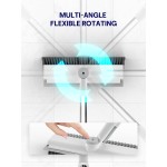 Floor Scrub Brush with Long Handle, 3 in 1 Scrape and Heavy-Duty Stiff Bristle Floor Scrubber Brush with Squeegee and Tweezer for Cleaning Tile Wall Deck Bathroom Patio Garage Kitchen (White)