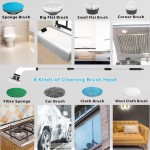 MGLSDeet Electric Spin Scrubber Scrub Brush, Rechargeable Cleaning Brush with 8 in 1 Replaceable Brush Heads, Cordless Power Spin Scrubber 90Mins for Bathroom Shower Bathtub Glass Car