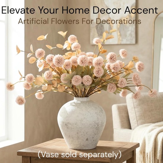 Artificial Flowers for Vase - Beige Silk Mums 10 Long Stems with Eucalyptus, Faux Flowers Home Decor, Neutral Tan Cream Floral Arrangement, Fake Chrysanthemum Pom Pom Stems, Spring Fall Centerpiece Artificial Flowers for Vase - Beige Silk Mums 10 Long Stems with Eucalyptus, Faux Flowers Home Decor, Neutral Tan Cream Floral Arrangement, Fake Chrysanthemum Pom Pom Stems, Spring Fall Centerpiece