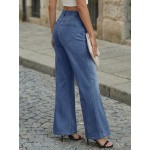 Trendy Queen Women's Wide Leg Baggy Jeans - High Waisted Relaxed Fit Pants, Super Soft Stretch Denim with Front Seam