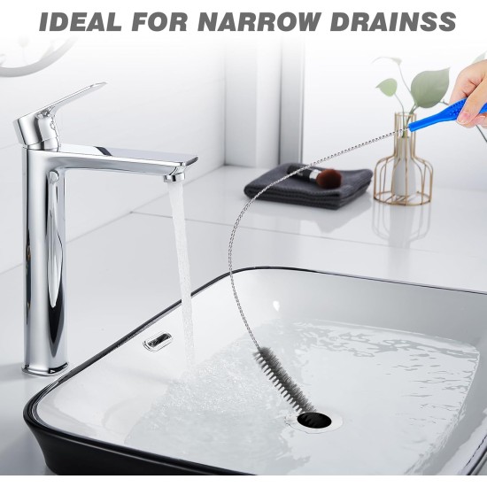 Refrigerator Coil Cleaning Brush，Sewer Set Brush Clog Remover,for Toilet, Kitchen Sink, Sewer, Bathroom Bathtub Hair Clogging Cleaning Tool，Long Drain Brush