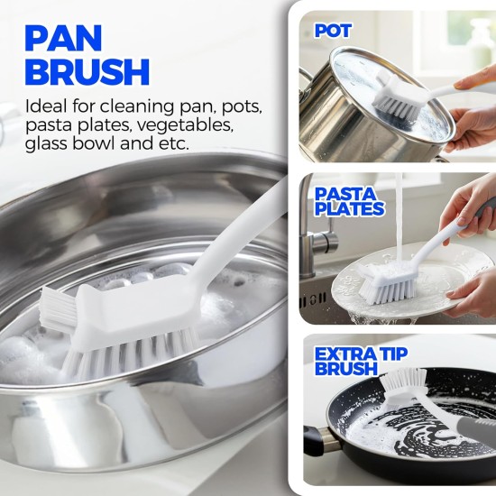 Holikme 6 Pack Dish Brush Set with Bottle Brush, Dish Scrub Brush, Pan Brush and 3 Straw Brushes, Deep Cleaning Handle Brush with Scraper Tip for Kitchen Sink Dishes Bottle Cup Pot and Pans (Gray) Holikme 6 Pack Dish Brush Set with Bottle Brush, Dish Scrub Brush, Pan Brush and 3 Straw Brushes, Deep Cleaning Handle Brush with Scraper Tip for Kitchen Sink Dishes Bottle Cup Pot and Pans (Gray)