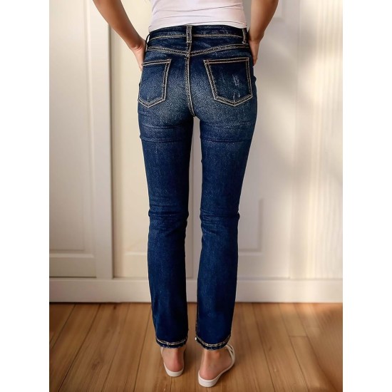 Flamingals Mid Rise Skinny Jeans for Women Trendy Wash Stretchy Butt Lifting Western Jeans with Pocket Back Flamingals Mid Rise Skinny Jeans for Women Trendy Wash Stretchy Butt Lifting Western Jeans with Pocket Back