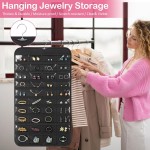 1 Pack Hanging Jewelry Organizer, 80 Clear Pockets earring organizer and storage, Accessories holder organizer for Closet, Jewelries, Necklace, Travel